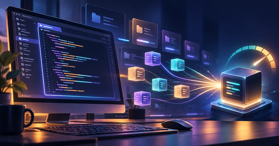 Editor de código y proyectos conectados a un servidor compacto para representar herramientas de desarrollo más ágiles